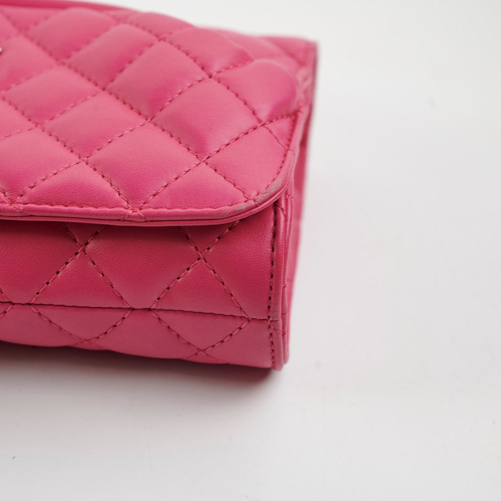 Chanel Lambskin Leather Kiss-Lock Pocket Crossbody Bag Pink