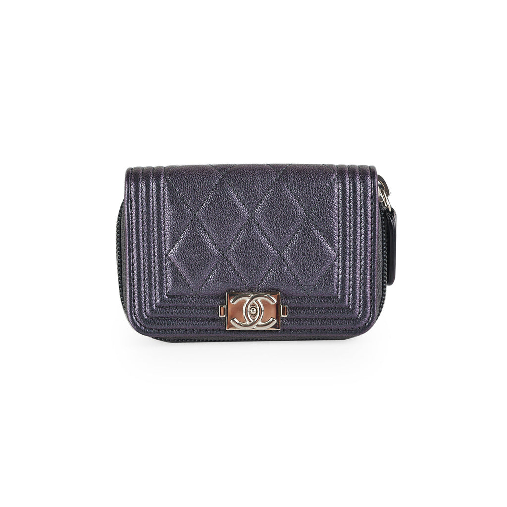 Chanel Boy Zip Coin Purse Iridescent Purple