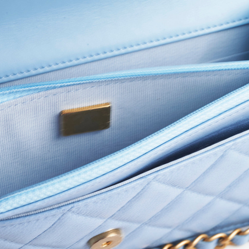 Deal of The Week - Chanel Caviar WOC Wallet on Chain with Handle Blue Microchipped