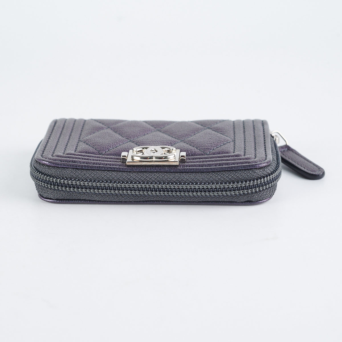 Chanel Boy Zip Coin Purse Iridescent Purple