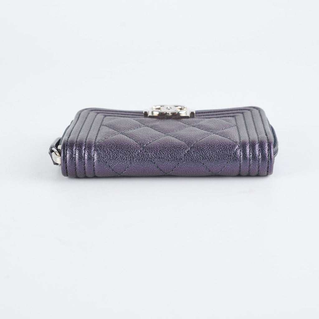 Chanel Boy Zip Coin Purse Iridescent Purple