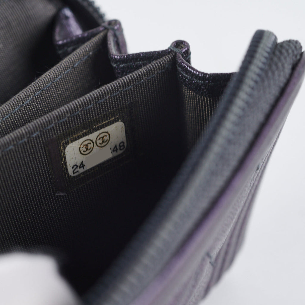Chanel Boy Zip Coin Purse Iridescent Purple