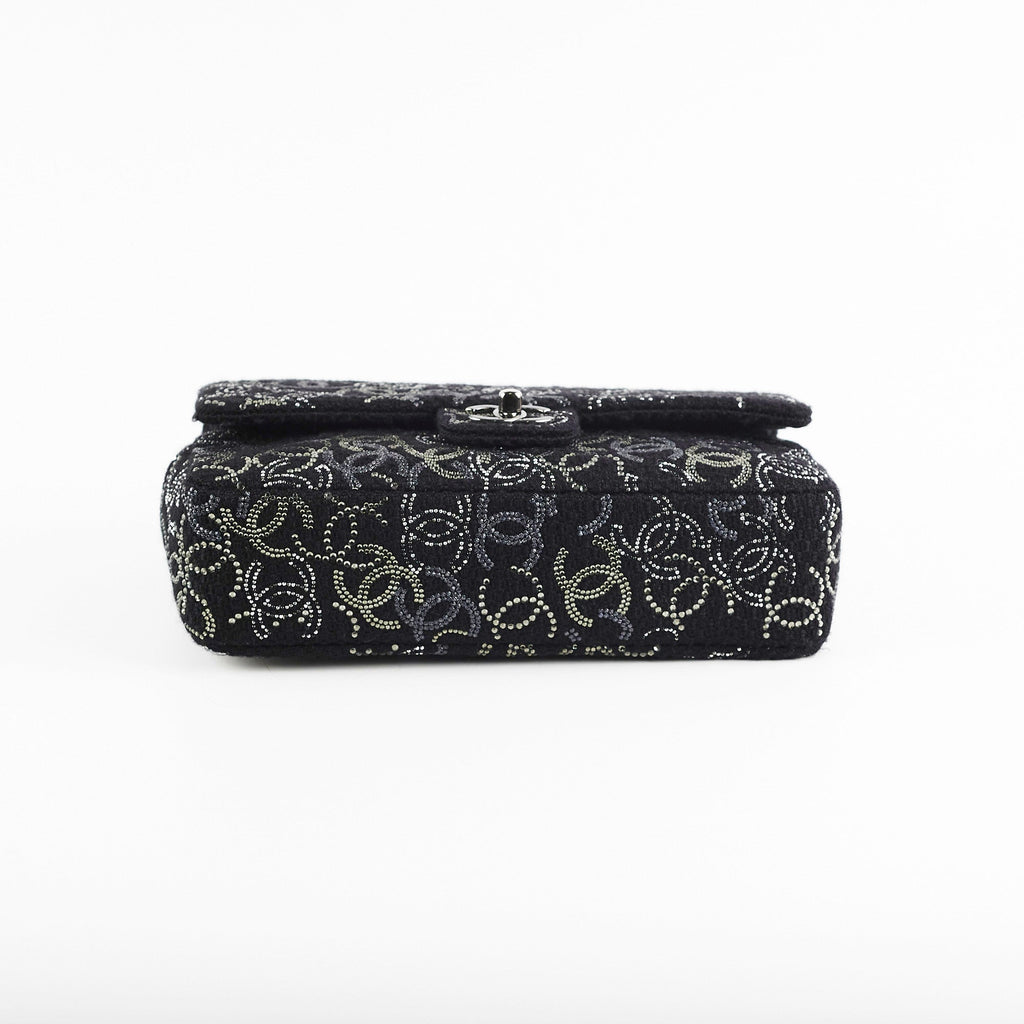 Chanel Seasonal Medium/Large Tweed Crystals Black