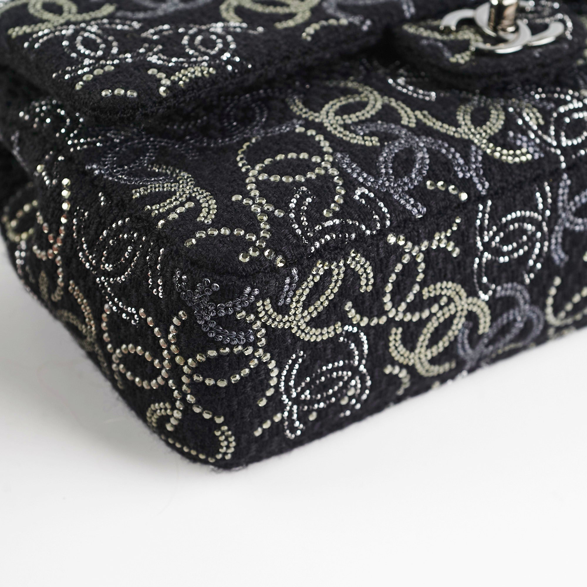 Chanel Seasonal Medium/Large Tweed Crystals Black