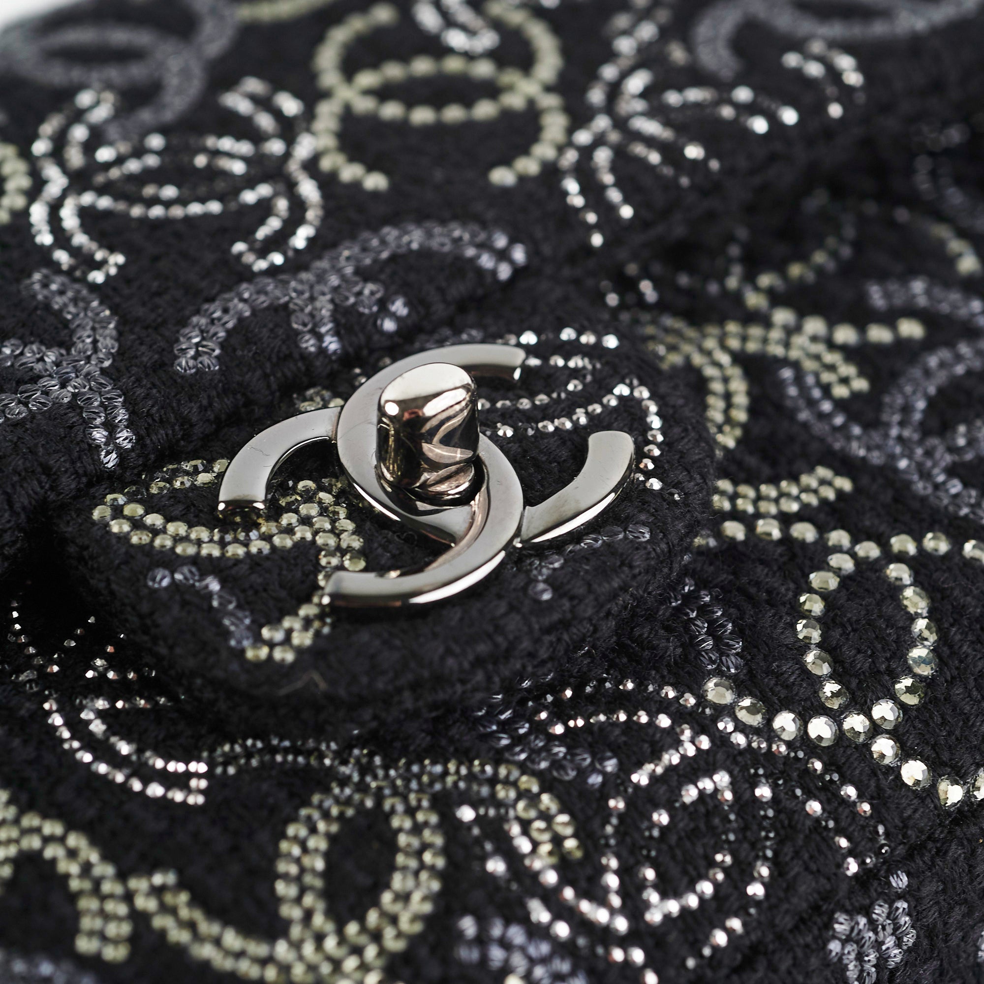 Chanel Seasonal Medium/Large Tweed Crystals Black