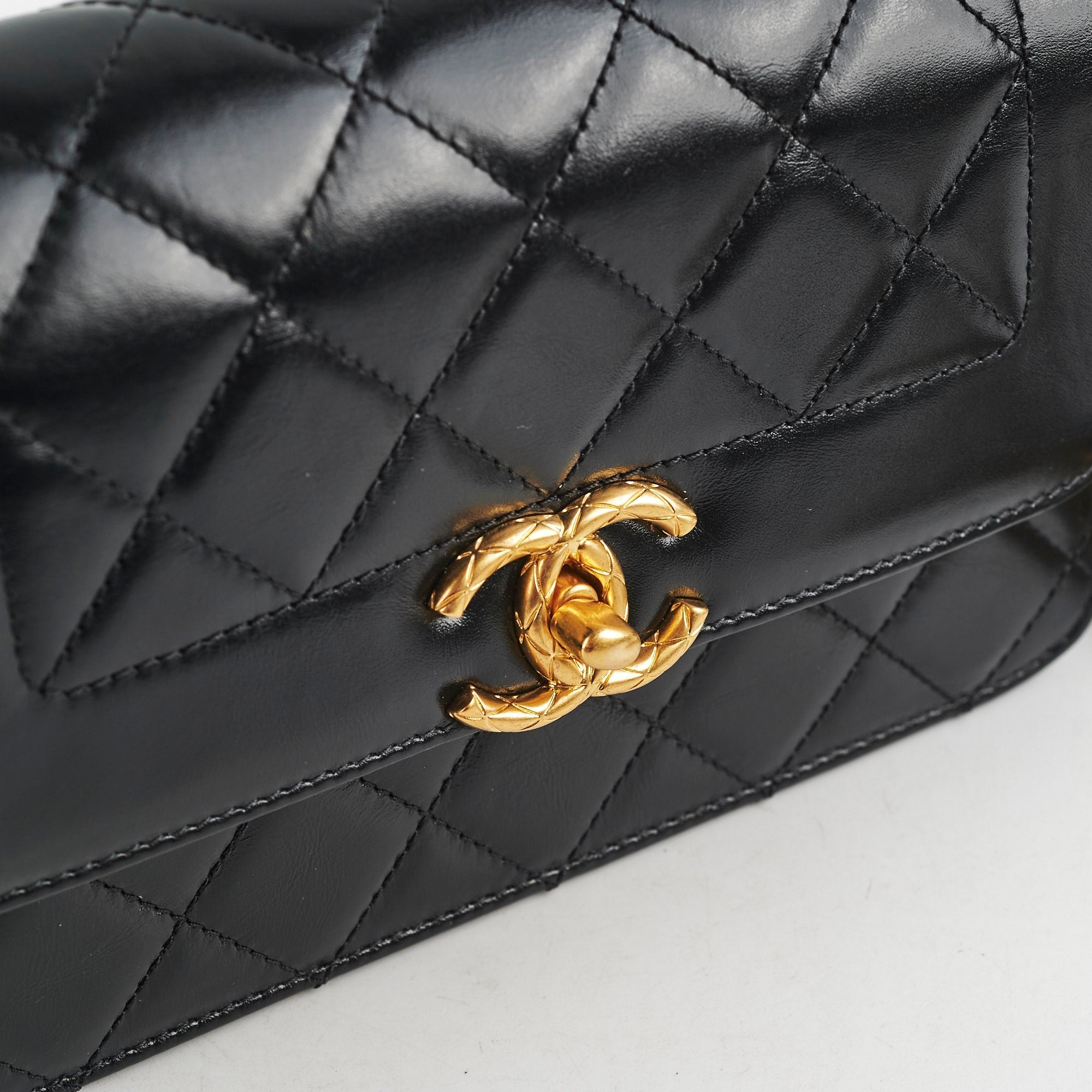Chanel Calfskin Quilted Mini Coco Ring Flap Black Microchipped 2021
