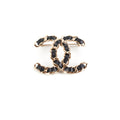 Chanel CC Leather Brooch Black Costume Jewellery