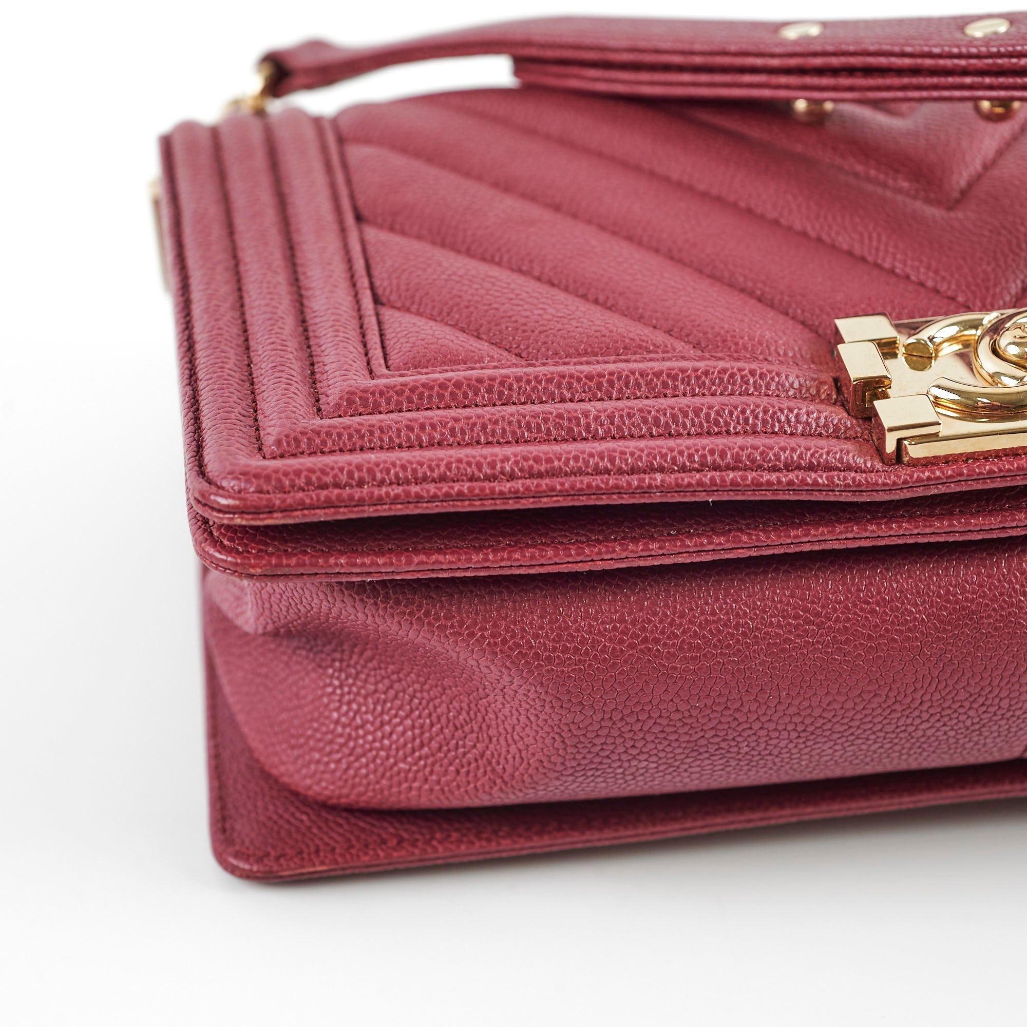 Chanel Caviar Old Medium Boy Bag Burgundy