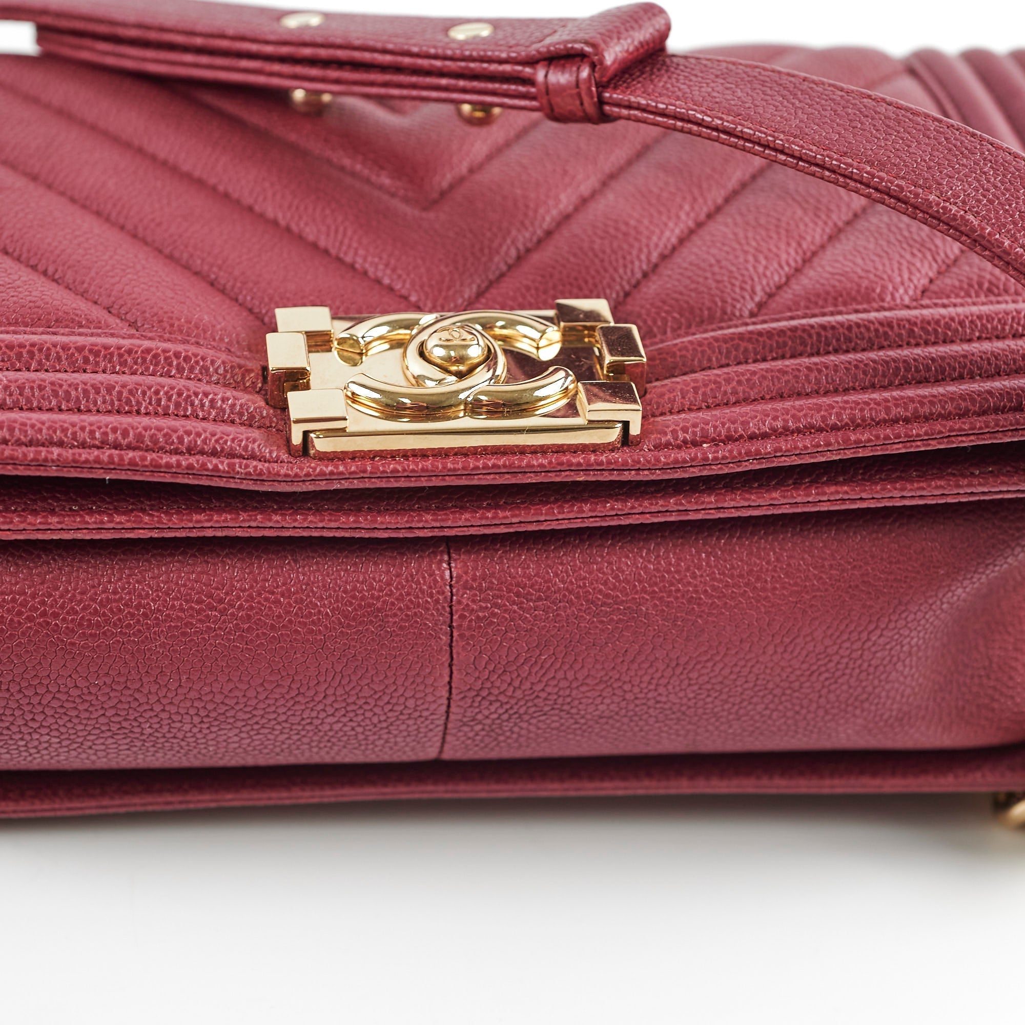 Chanel Caviar Old Medium Boy Bag Burgundy