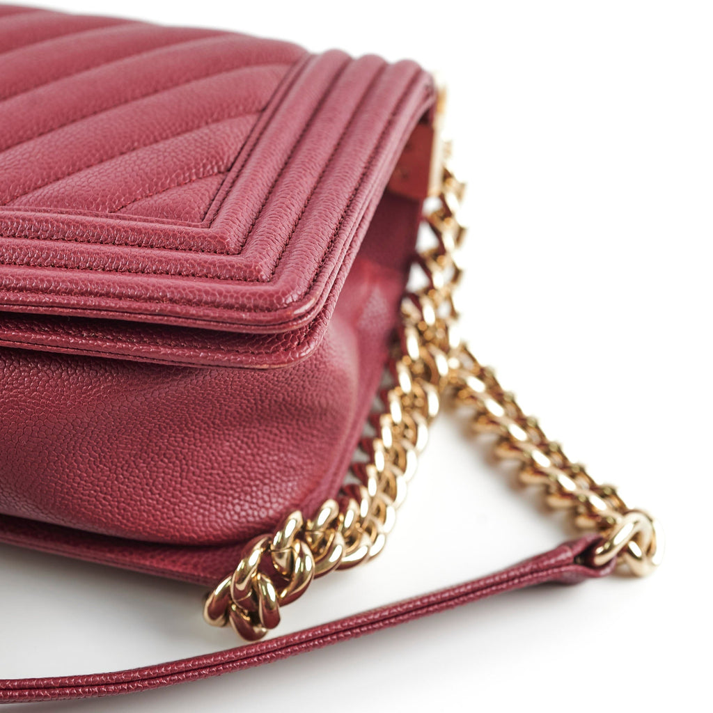 Chanel Caviar Old Medium Boy Bag Burgundy