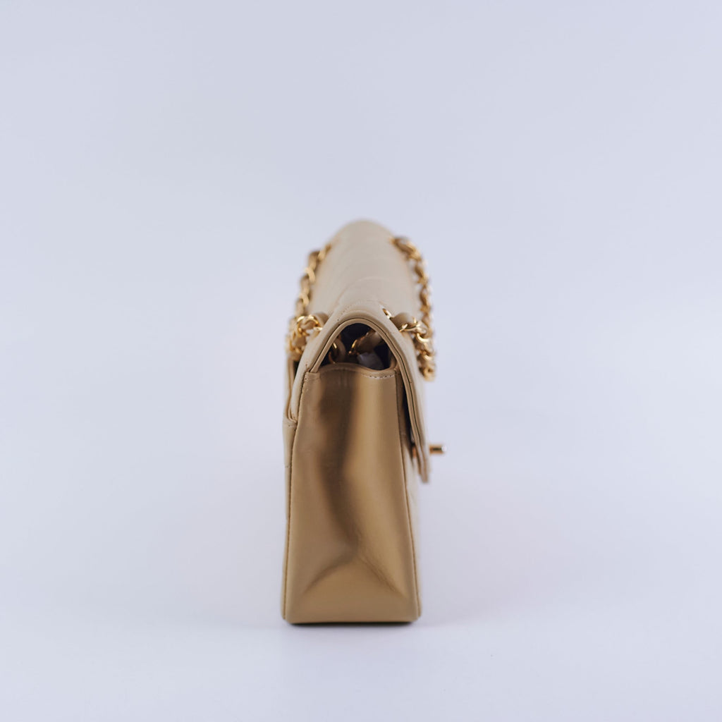 Chanel Vintage Beige Lambskin Shoulder Bag