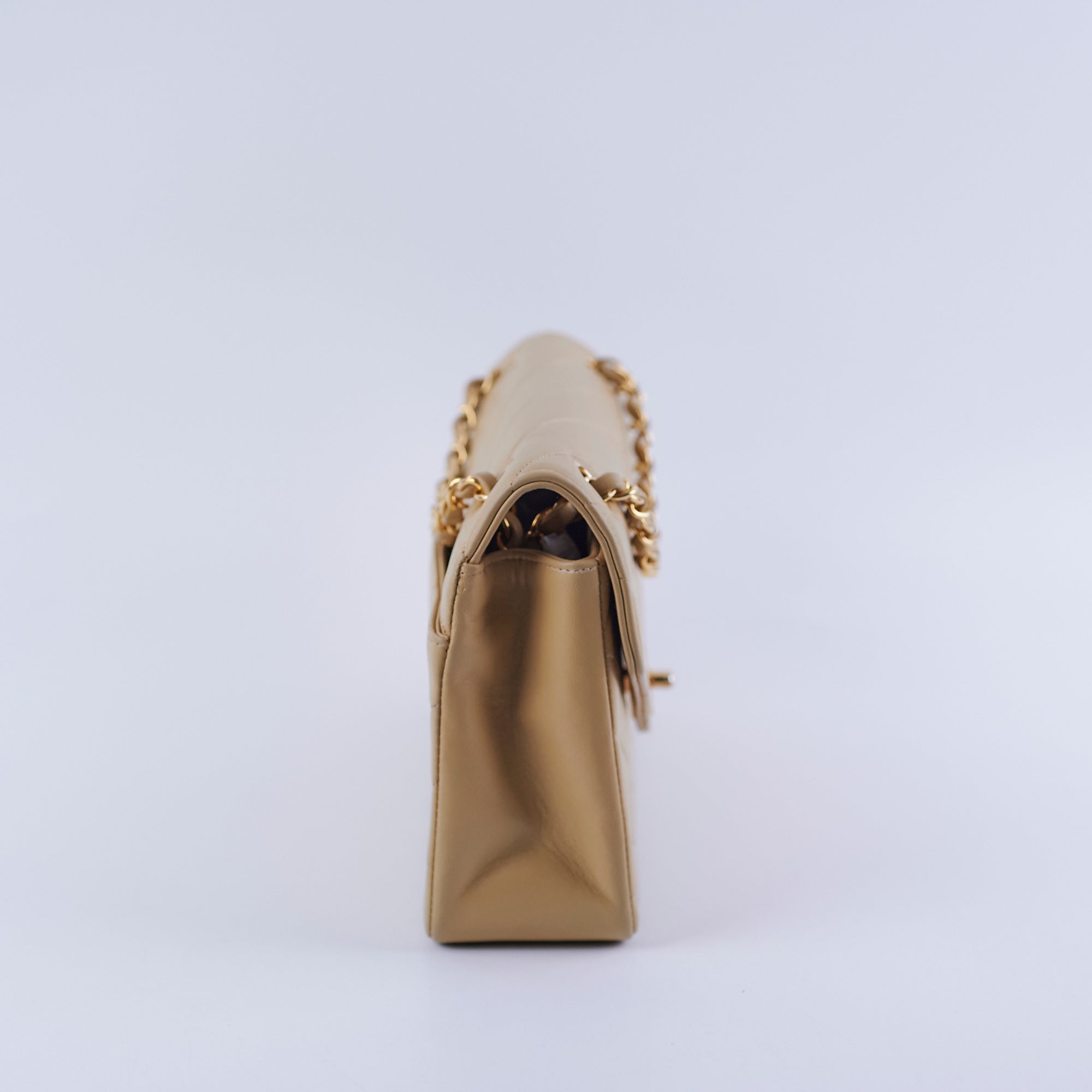 Chanel Vintage Beige Lambskin Shoulder Bag