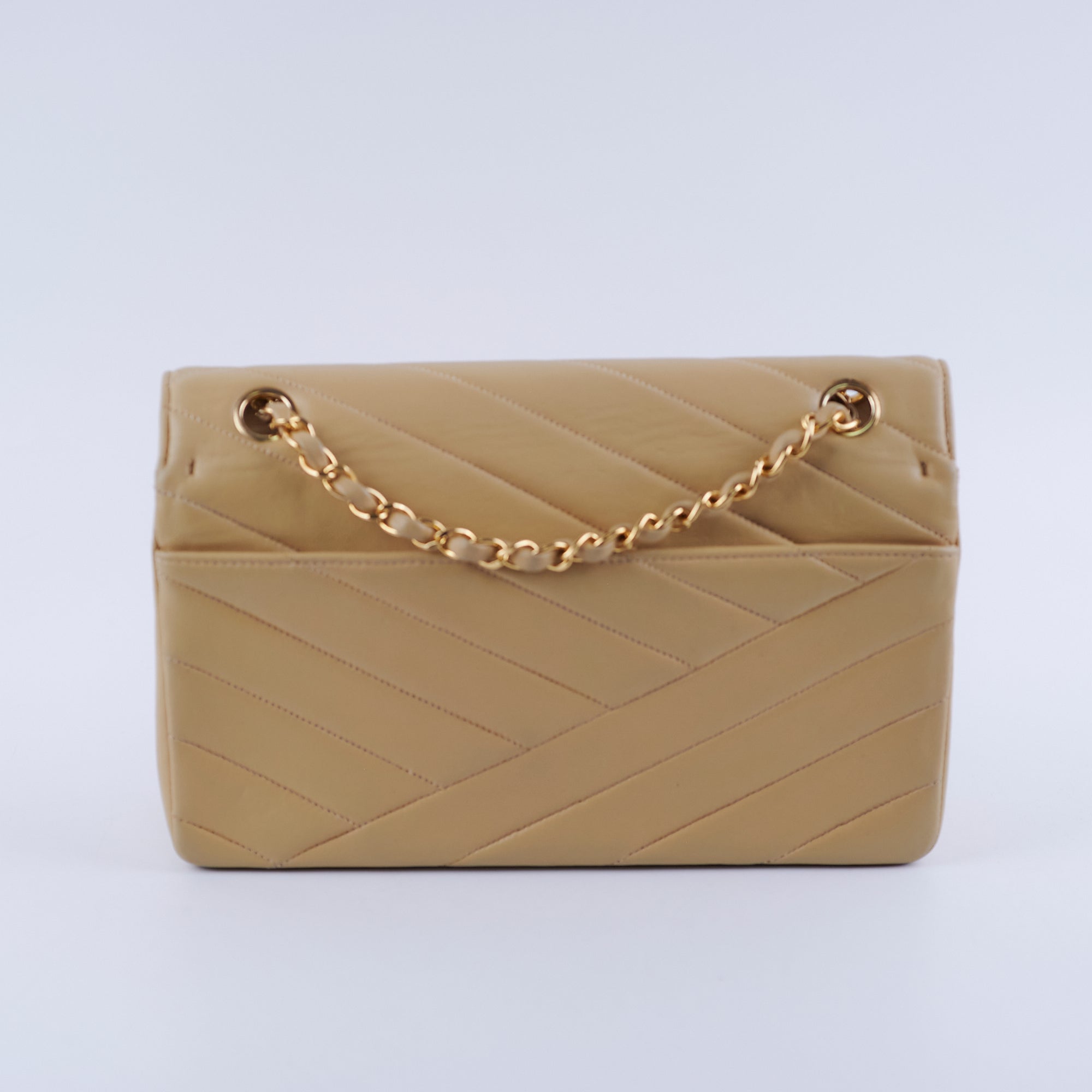 Chanel Vintage Beige Lambskin Shoulder Bag