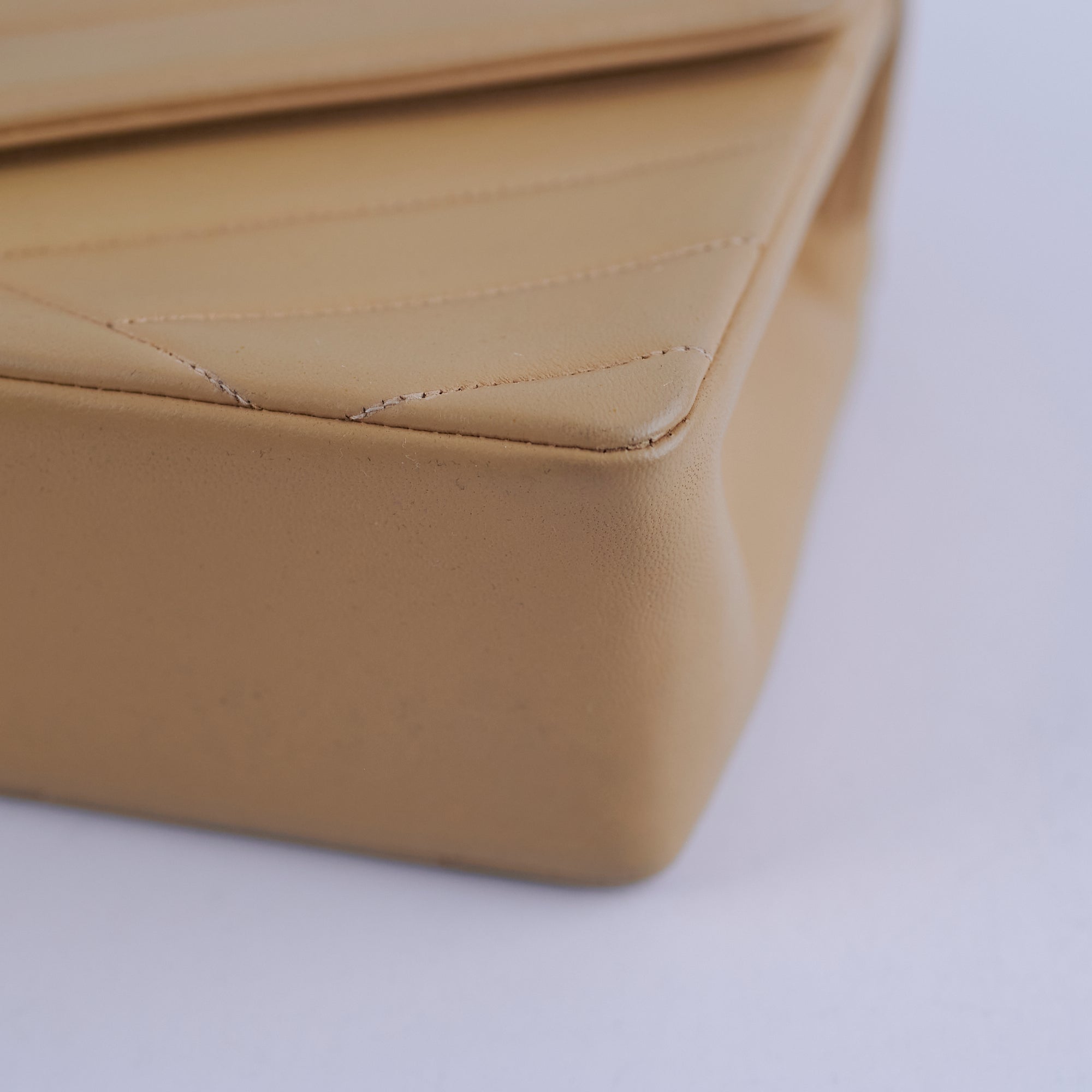 Chanel Vintage Beige Lambskin Shoulder Bag