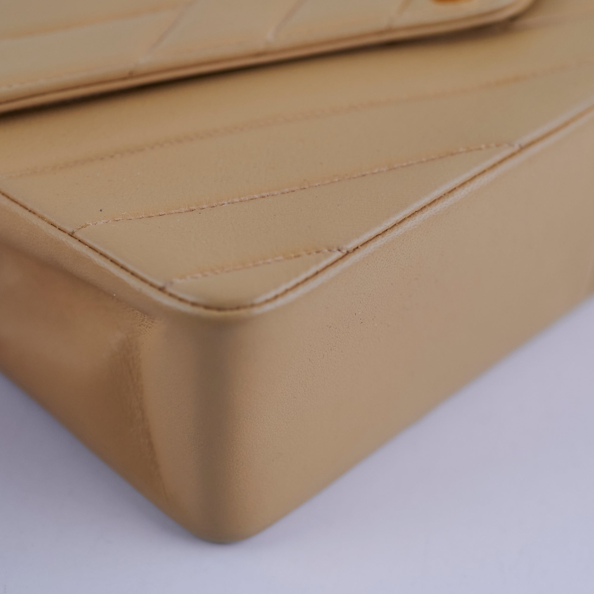 Chanel Vintage Beige Lambskin Shoulder Bag