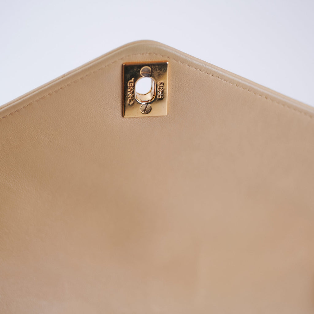 Chanel Vintage Beige Lambskin Shoulder Bag