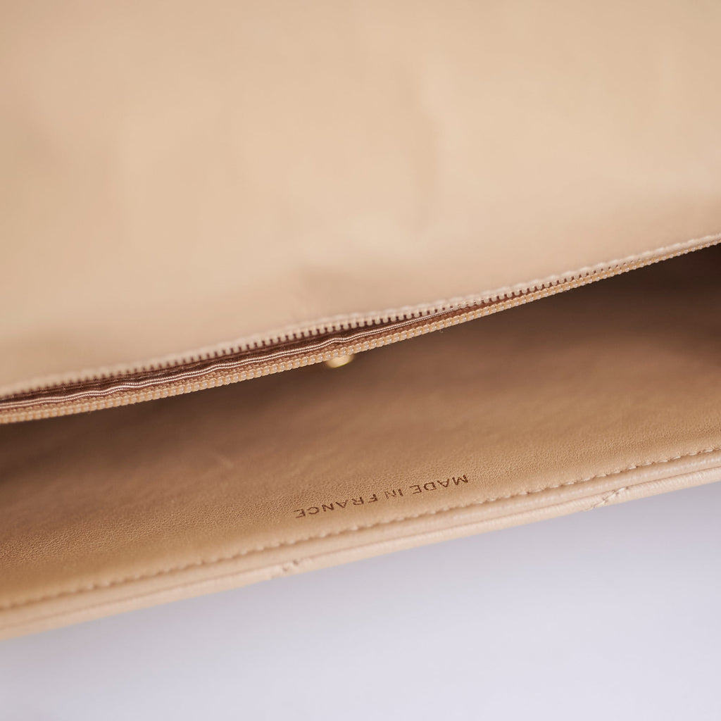 Chanel Vintage Beige Lambskin Shoulder Bag
