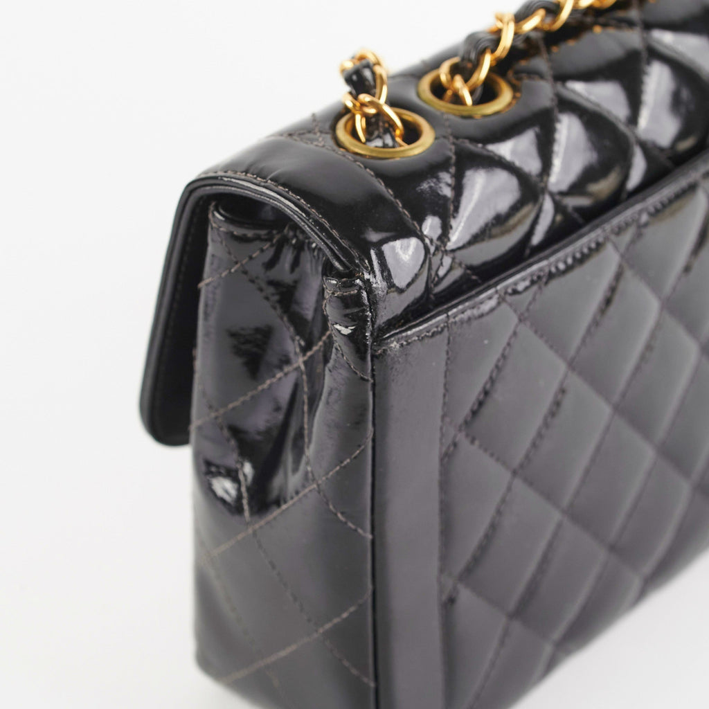 Chanel Vintage Patent Black Flap Bag