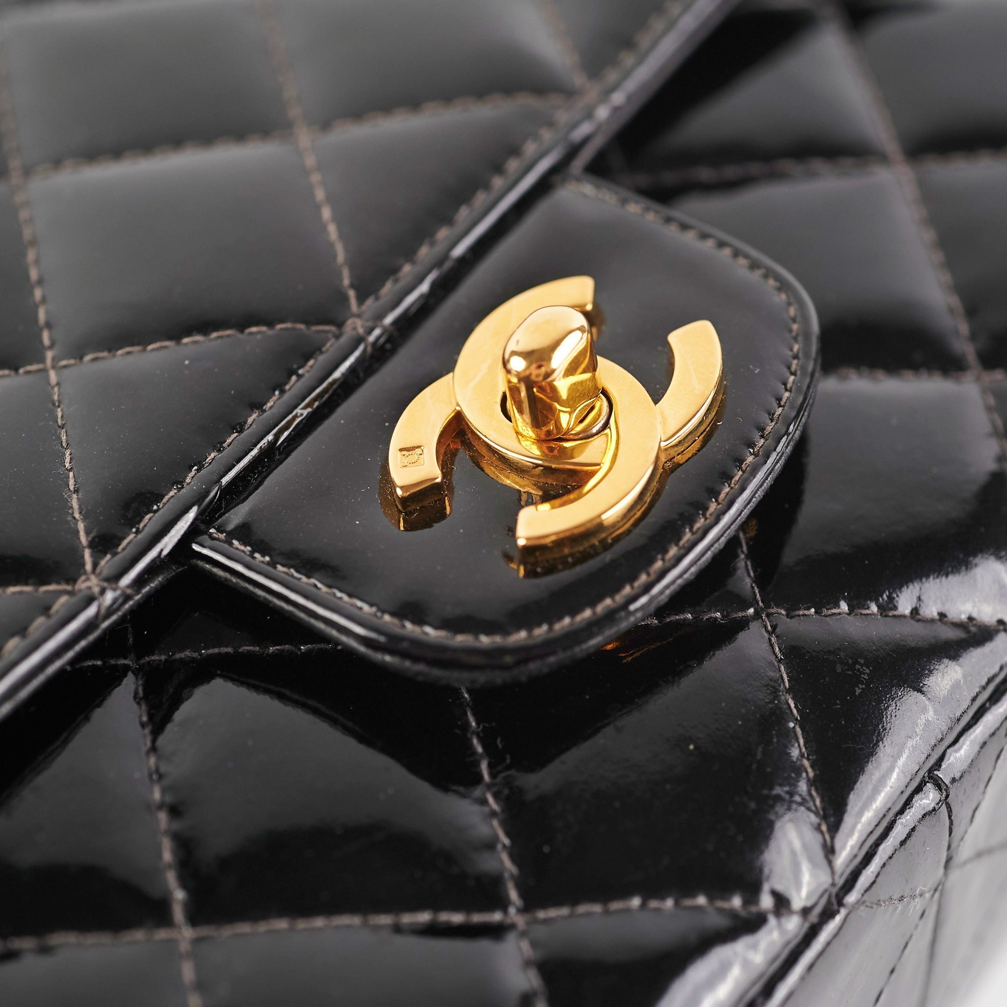 Chanel Vintage Patent Black Flap Bag