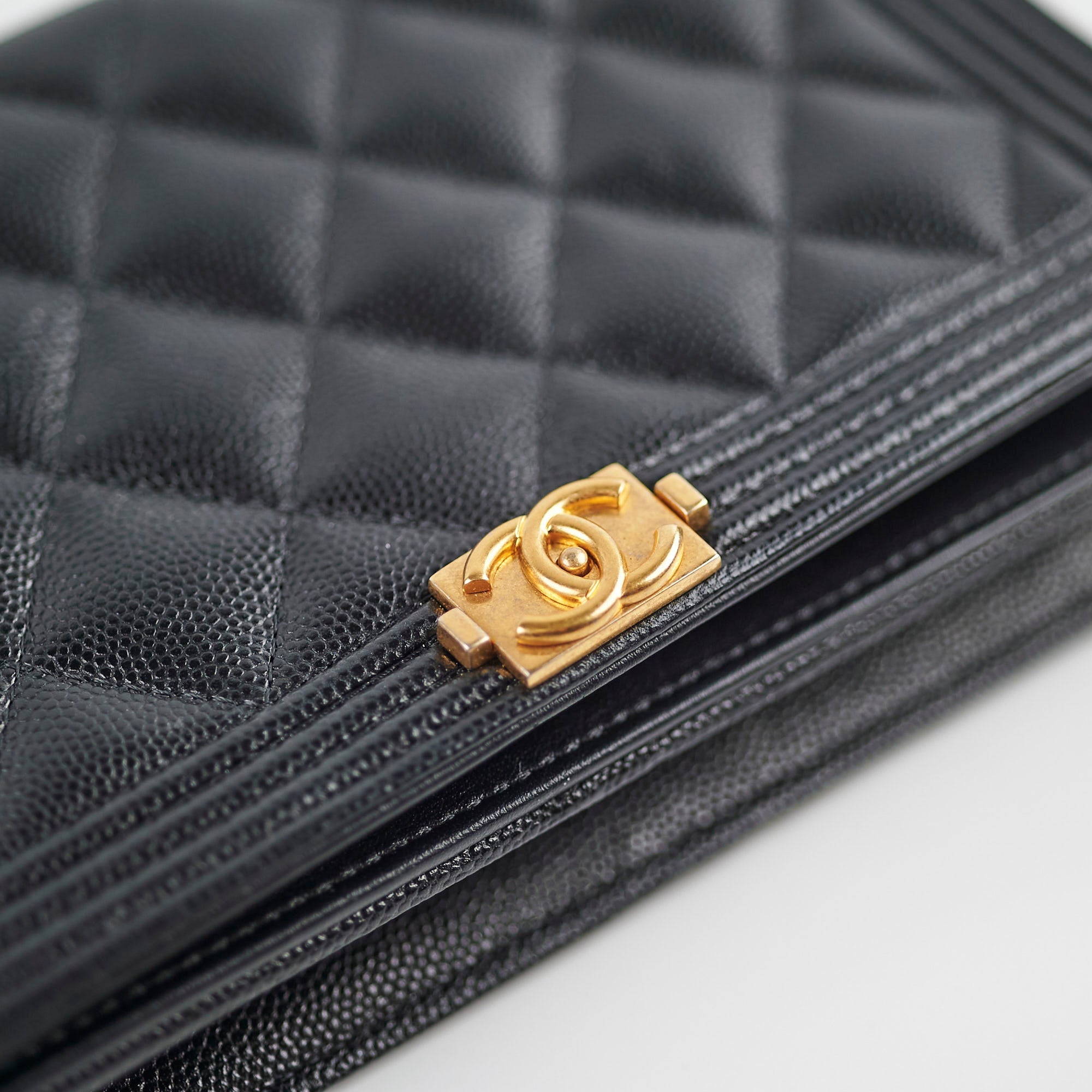 Chanel Boy Caviar Black Wallet On Chain
