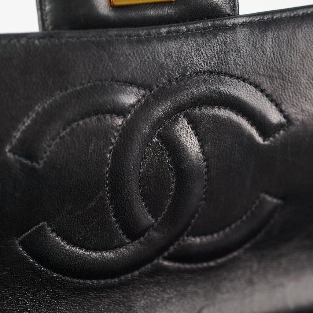 Chanel Vintage Top Handle Bag Lambskin Black
