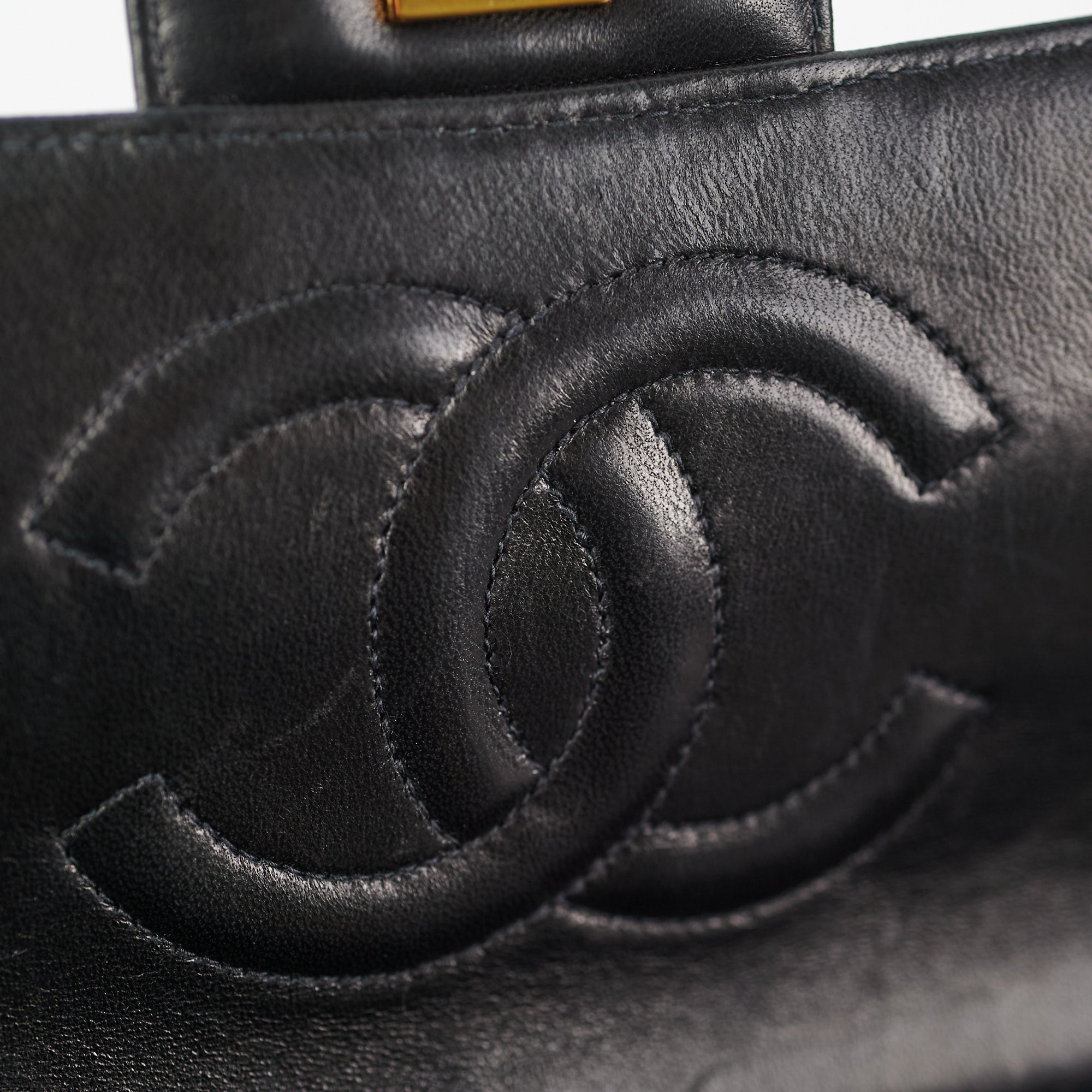 Chanel Vintage Top Handle Bag Lambskin Black