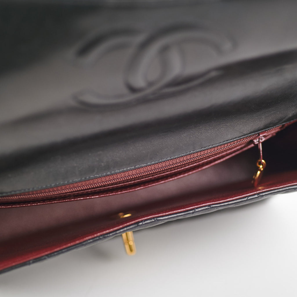 Chanel Vintage Top Handle Bag Lambskin Black