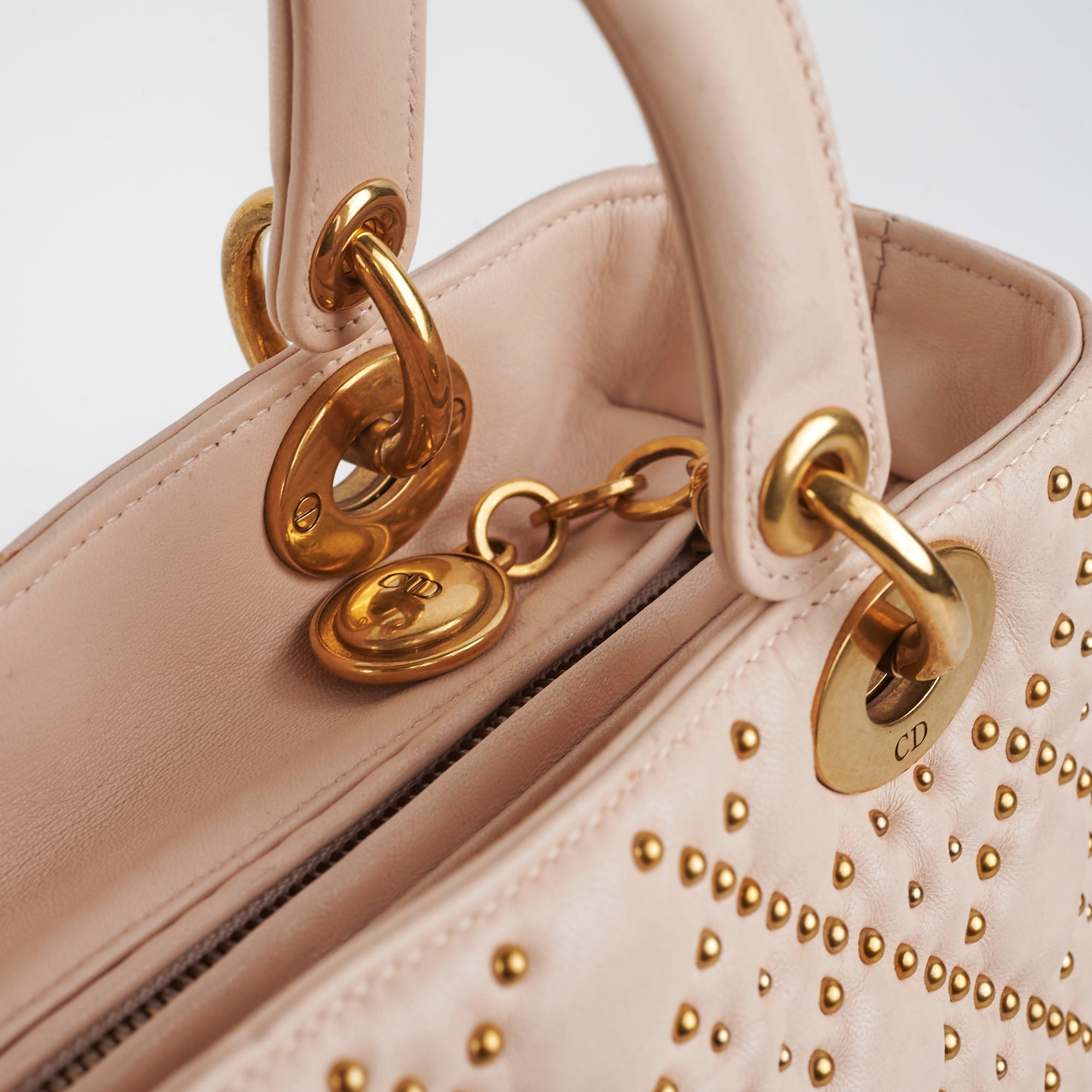 Christian Dior Medium Lady Dior Beige Studded