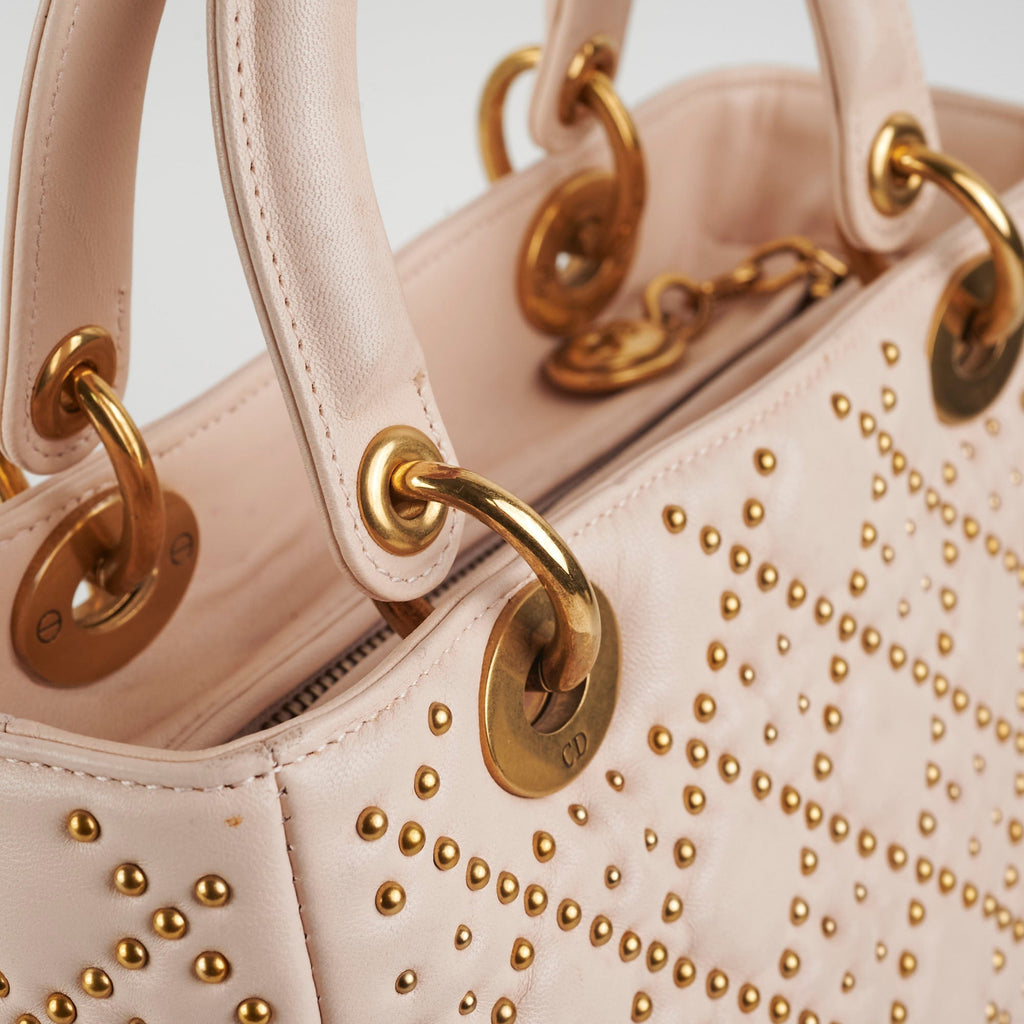 Christian Dior Medium Lady Dior Beige Studded