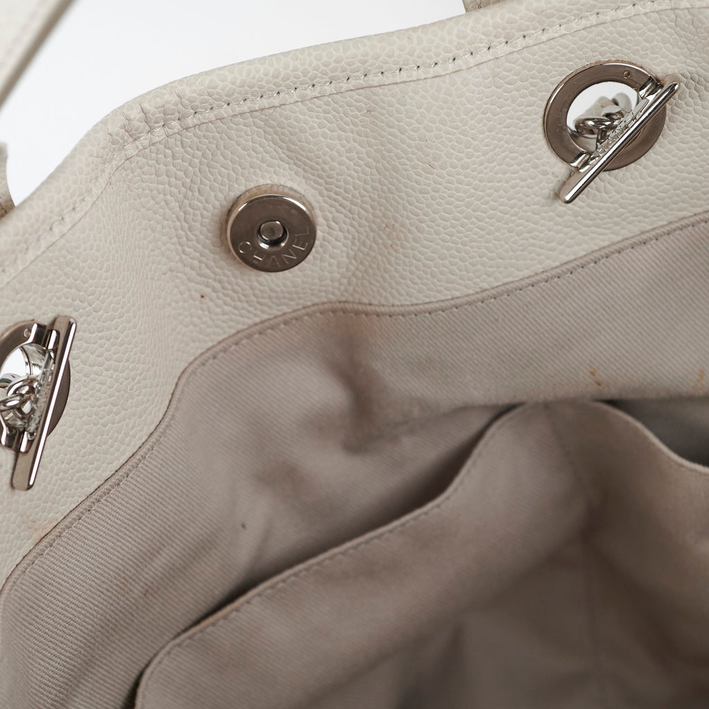Chanel Calfskin Deauville White Tote