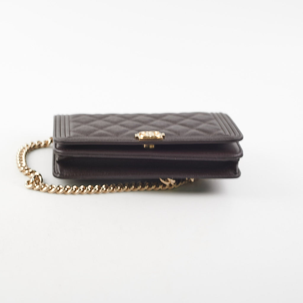 Chanel Wallet On Chain (WOC) Boy Caviar Dark Brown