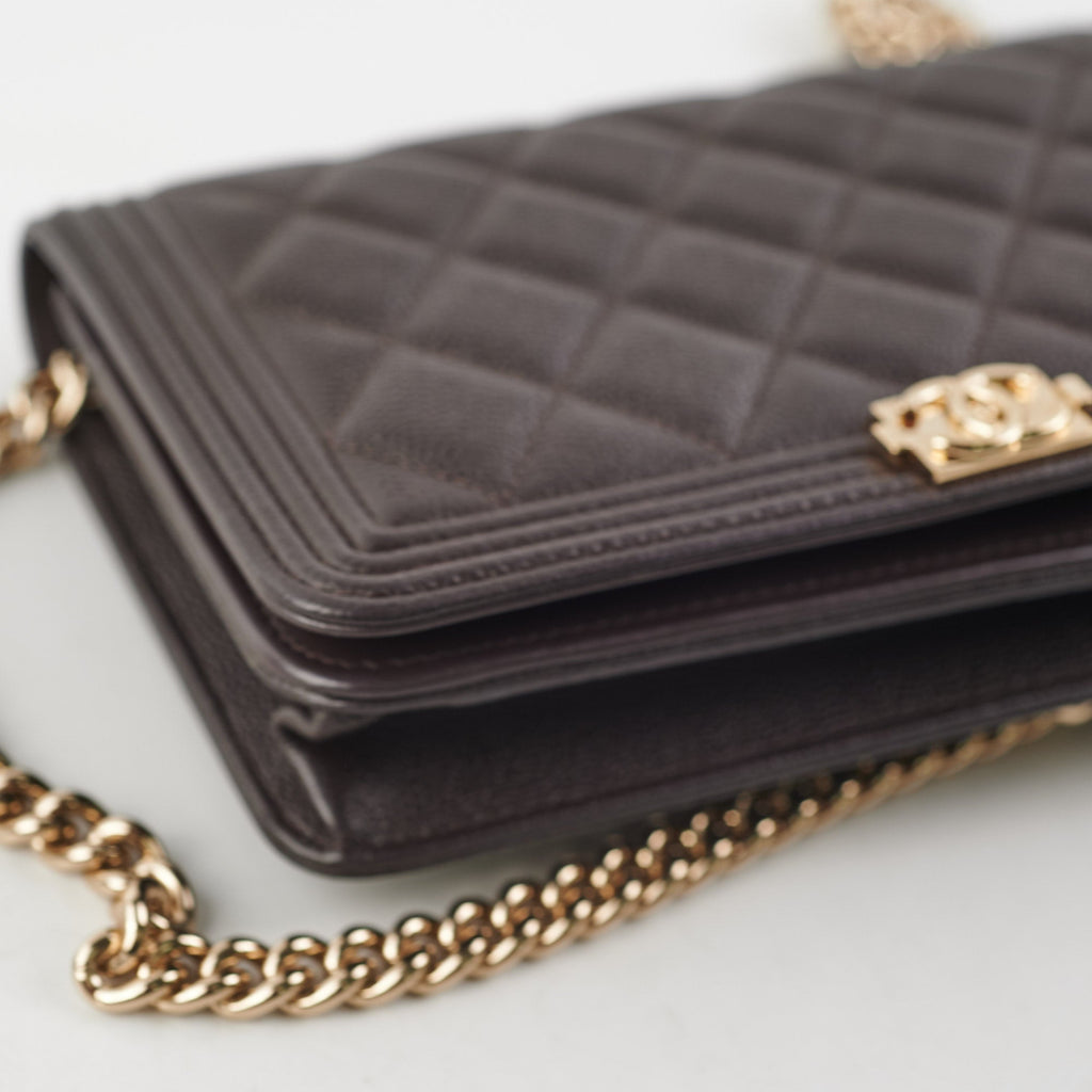 Chanel Wallet On Chain (WOC) Boy Caviar Dark Brown