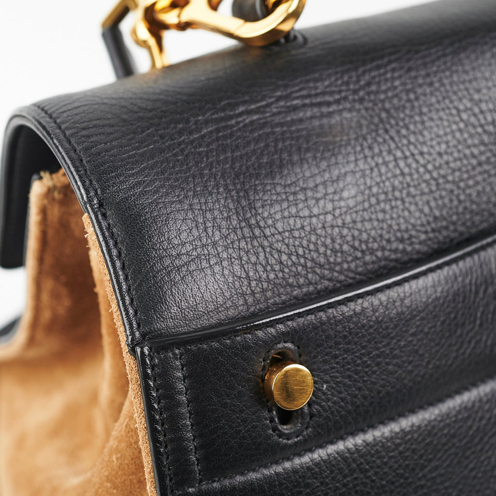 Saint Laurent Muse Calfskin Black and Beige Shoulder Bag