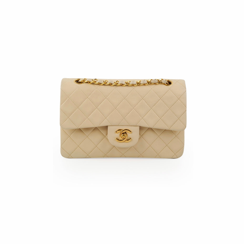 Chanel Small Vintage Double Flap Lambskin Beige
