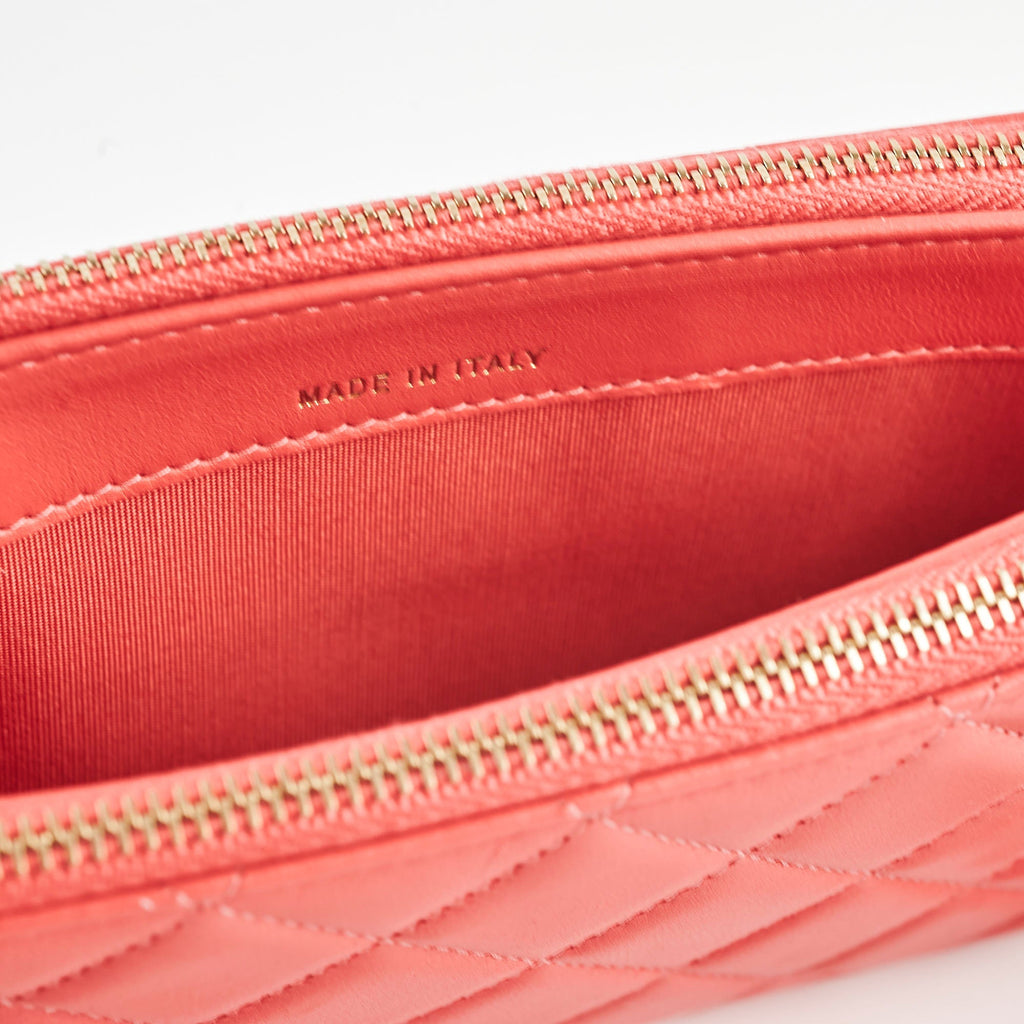 Chanel Small Camelia CC Clucth with Chain Coral