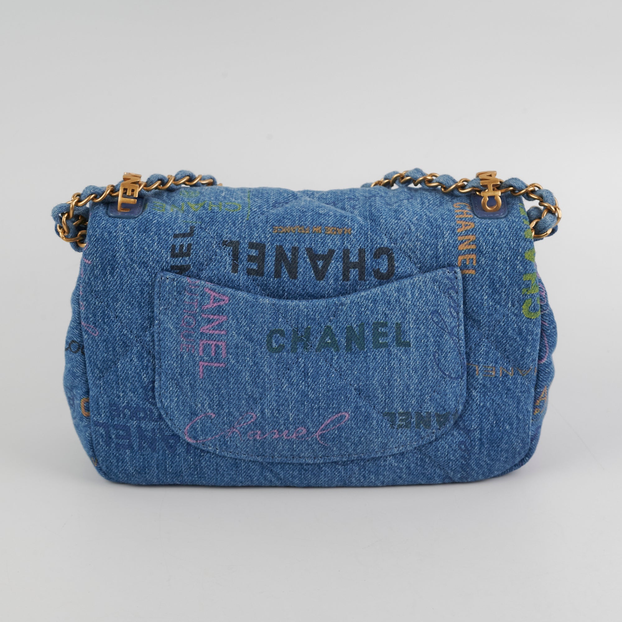 Chanel 22p Mini Rectangle Denim Flap