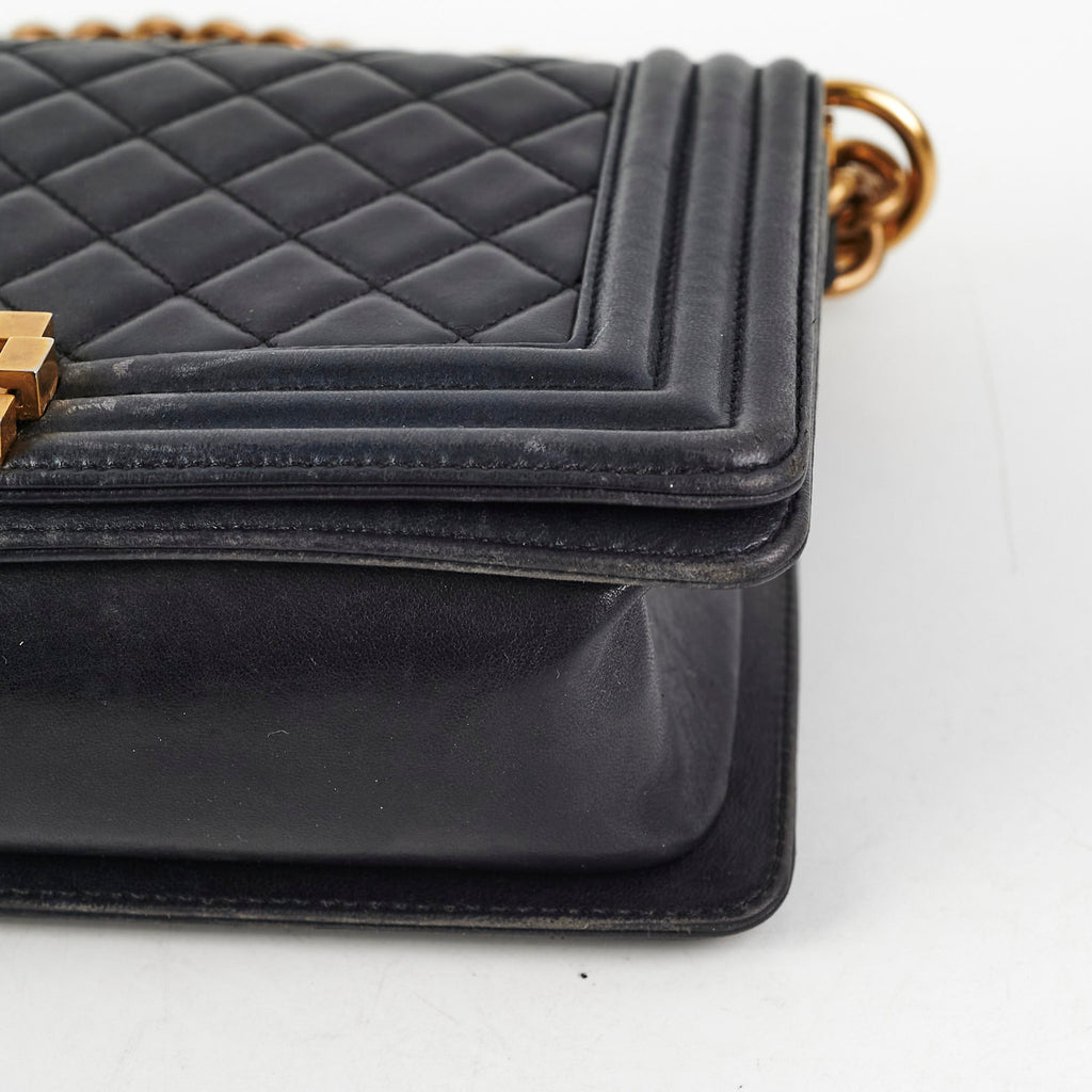 Chanel Old Medium Boy Navy Blue