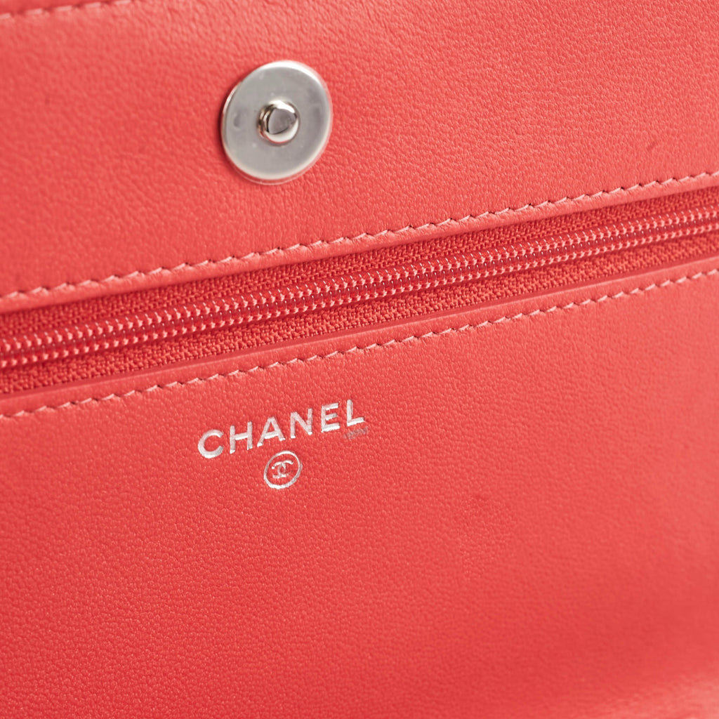 Chanel Lambskin Wallet On Chain WOC Color Pop Blue/Pink