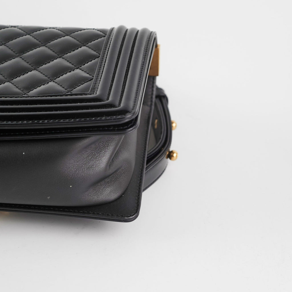 Chanel Old Medium Boy Patent Black