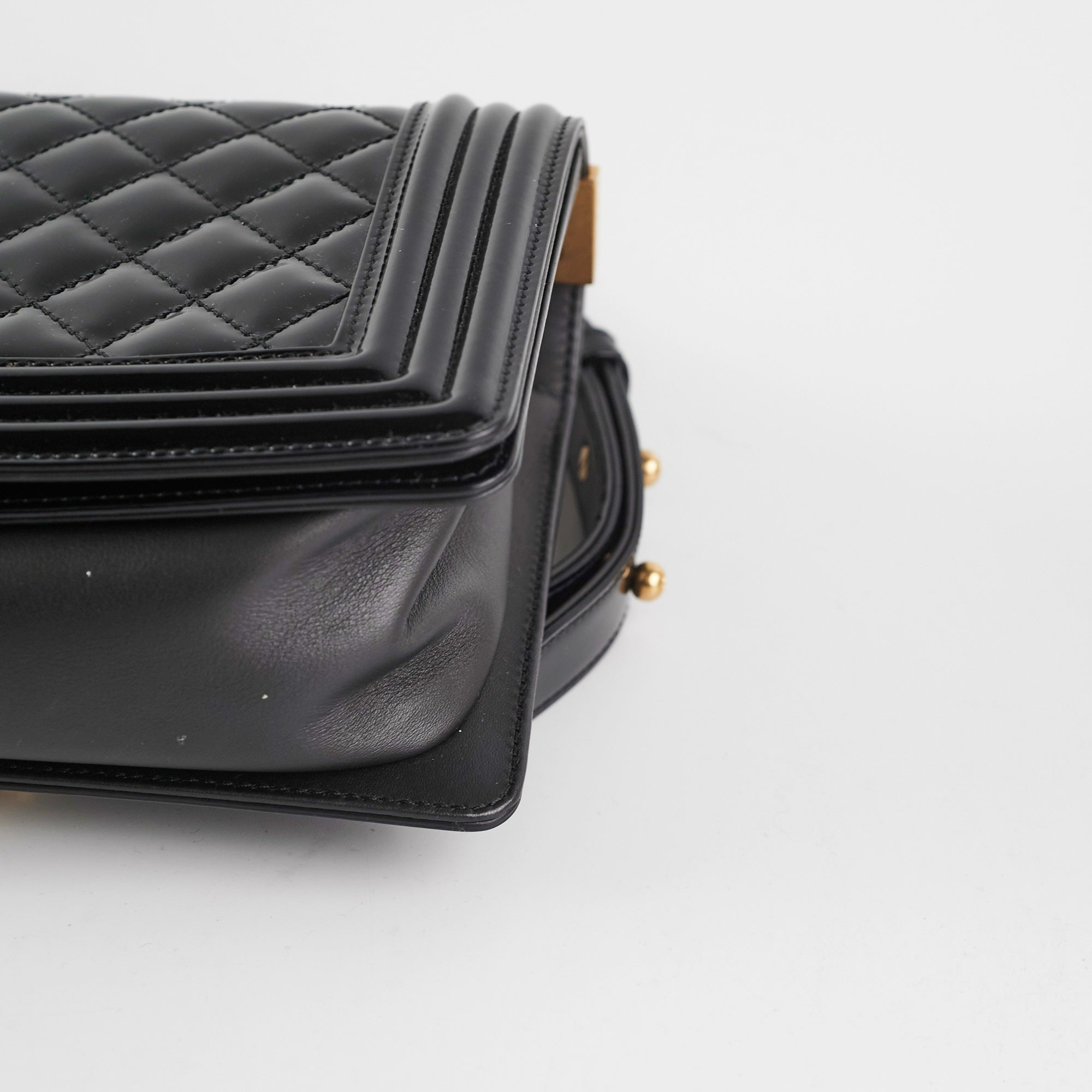 Chanel Old Medium Boy Patent Black