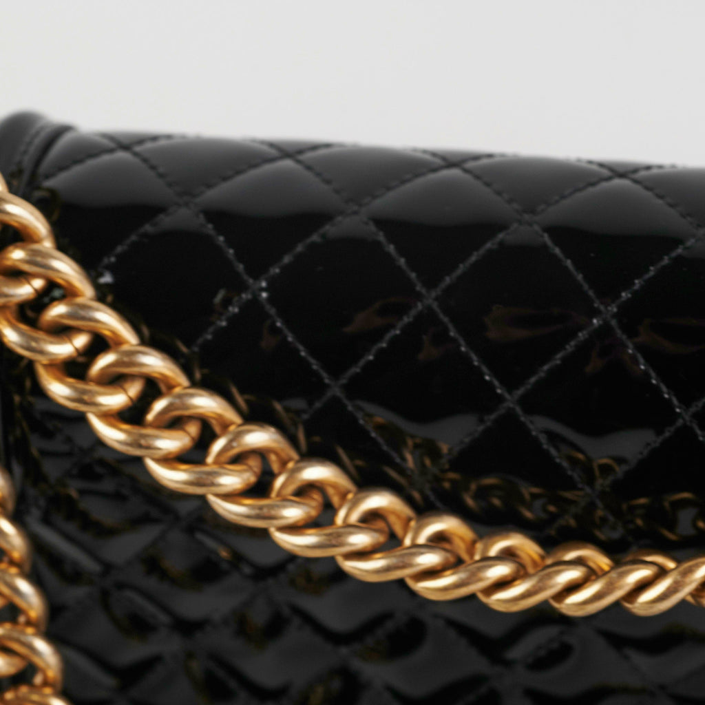 Chanel Old Medium Boy Patent Black