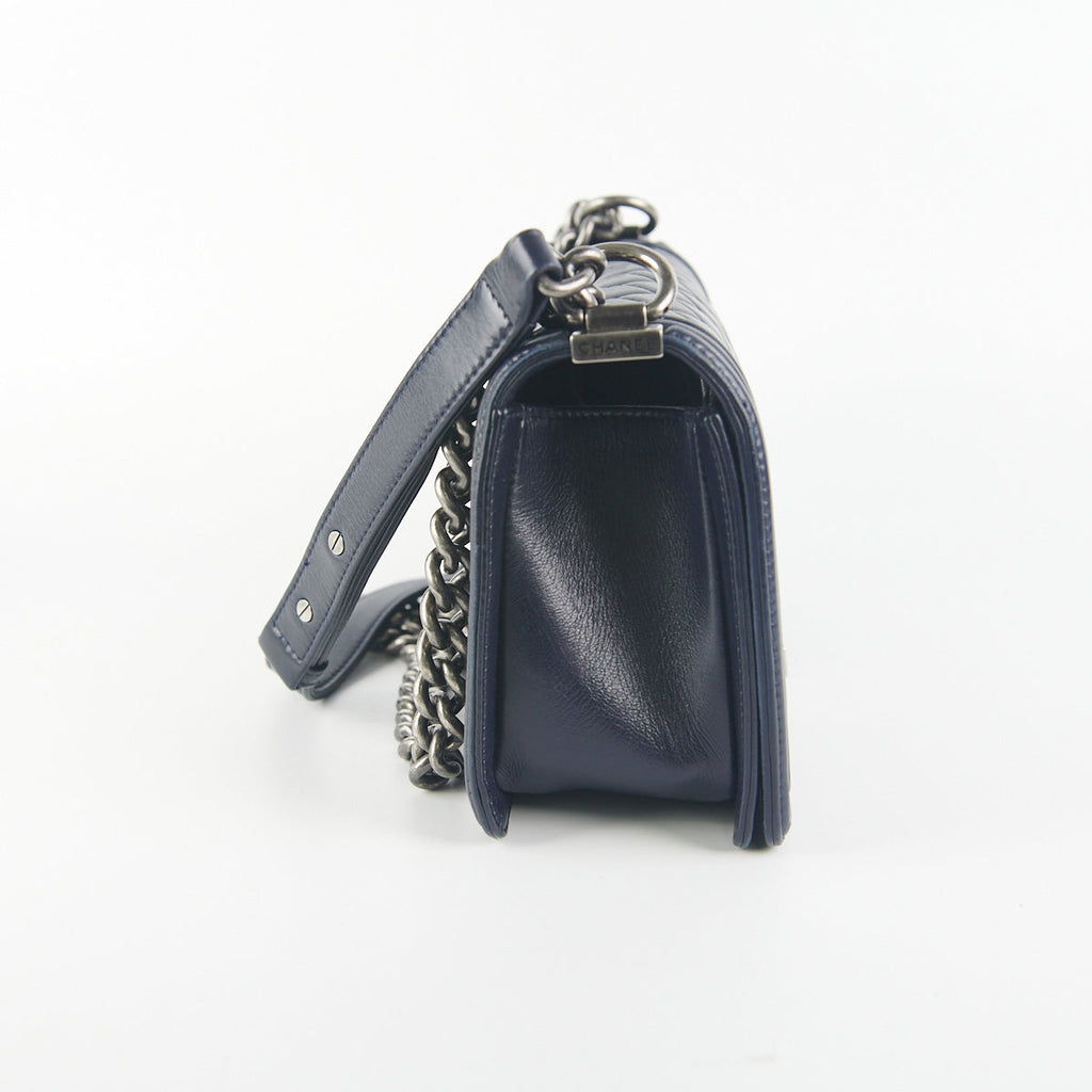 Chanel Boy Old Medium Lambskin Navy