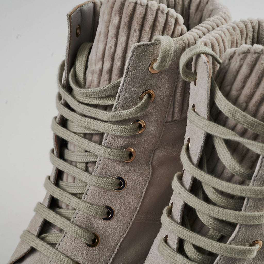 Chanel Combat Lace up Boots Grey/White Size 40