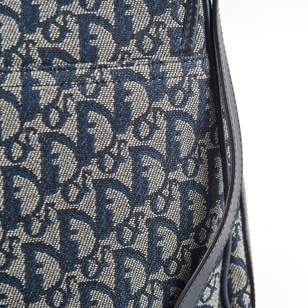 Christian Dior Canvas Vintage Navy Oblique Flap Side Carry 2004