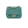 Chanel Mini Square Flap Bag Lambskin Teal Microchip
