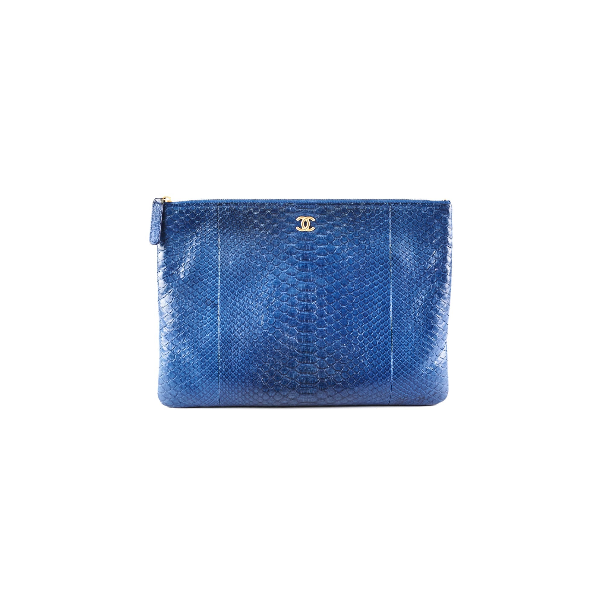 Chanel O case Medium Exotic Leather Blue
