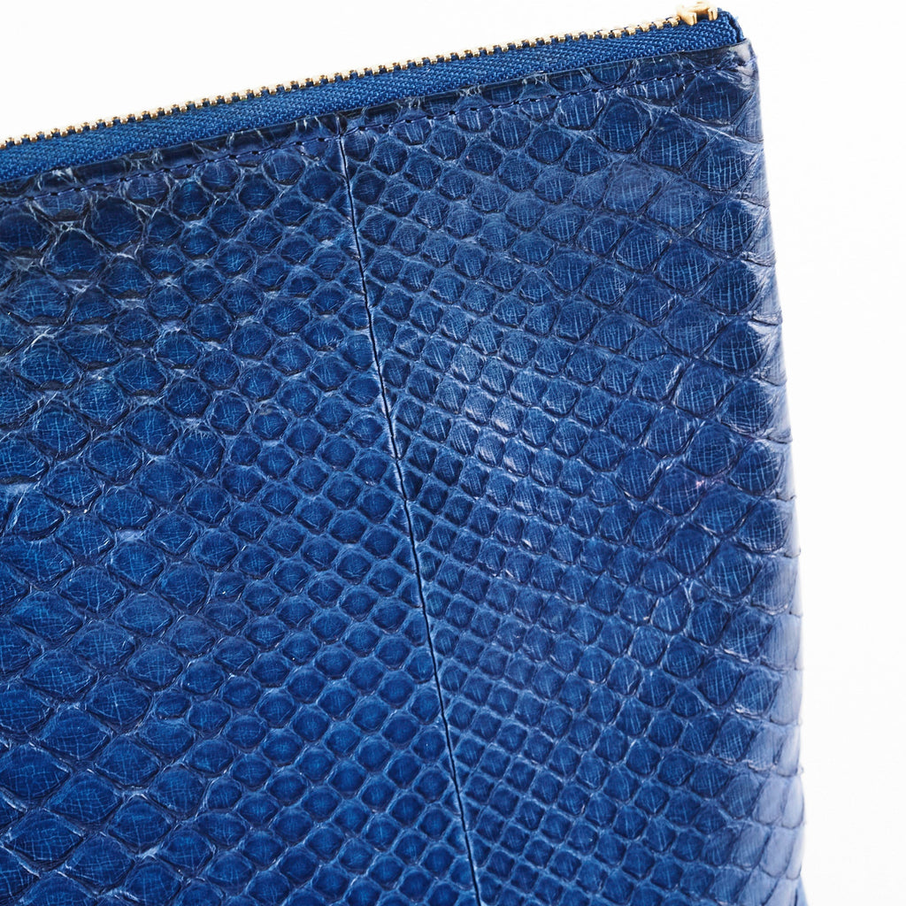 Chanel O case Medium Exotic Leather Blue