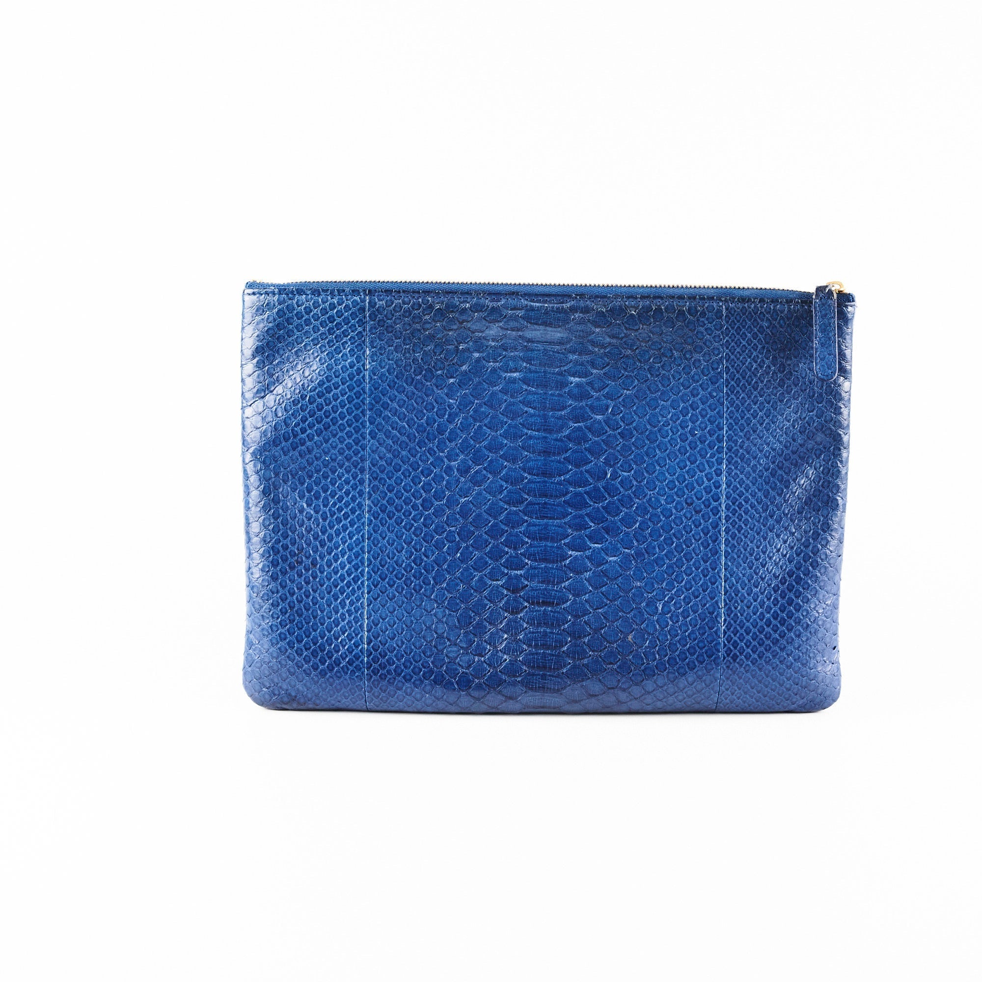 Chanel O case Medium Exotic Leather Blue