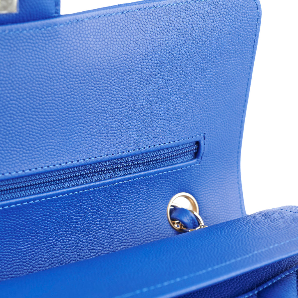 Chanel Medium/Large Caviar Chevron Classic Cobalt Blue 2021