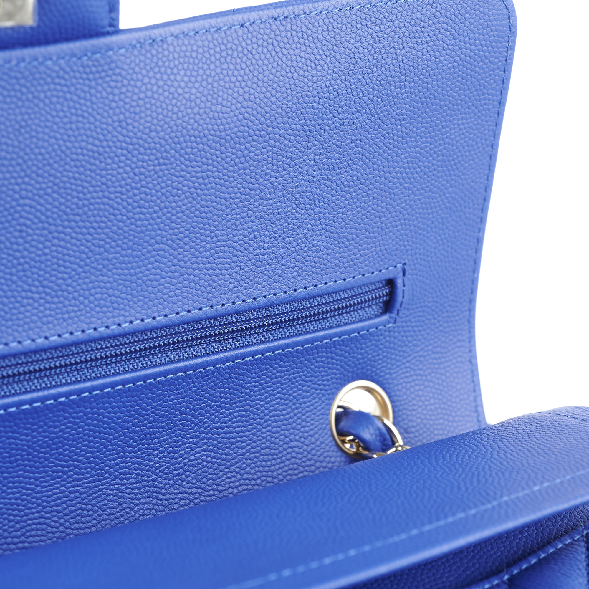 Chanel Medium/Large Caviar Chevron Classic Cobalt Blue 2021